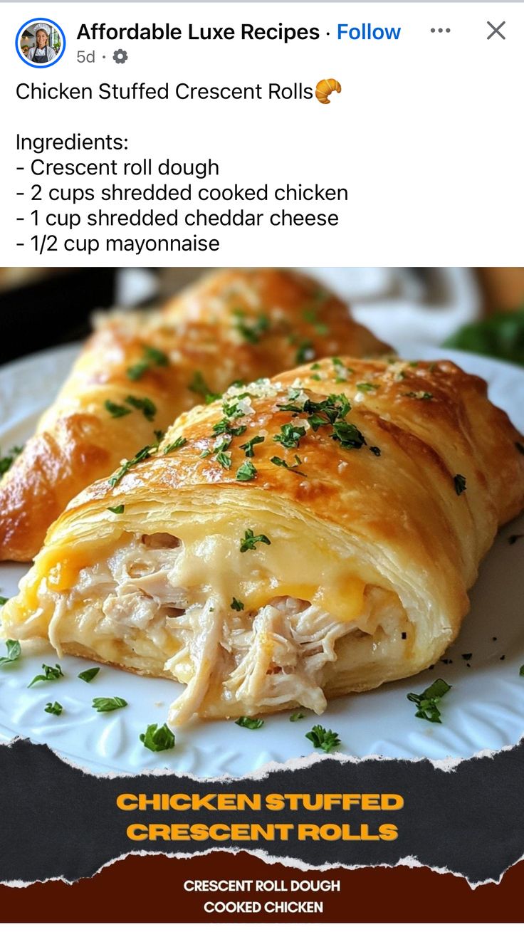 the chicken stuffed crescent rolls recipe is shown