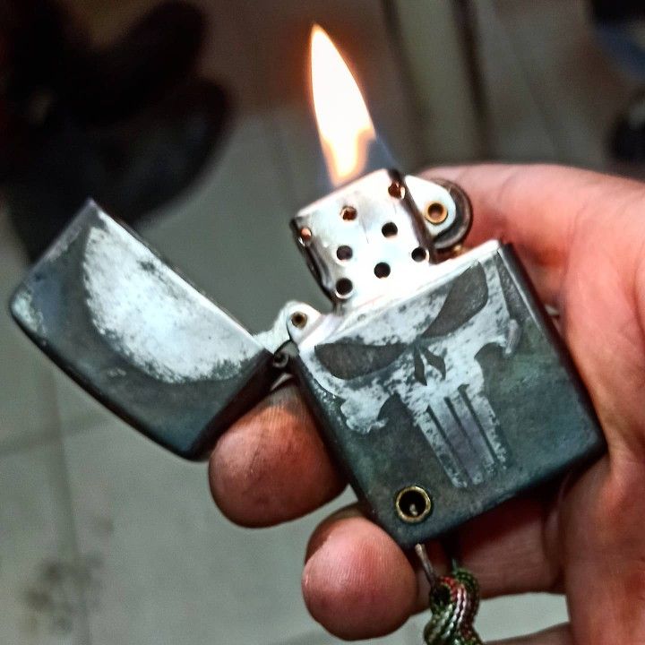 Custom Zippo, Zippo Collection, Lighter Design, Lighter Art, Custom Lighters, Cool Lighters, Art Of Manliness, The Punisher, Cigars And Whiskey