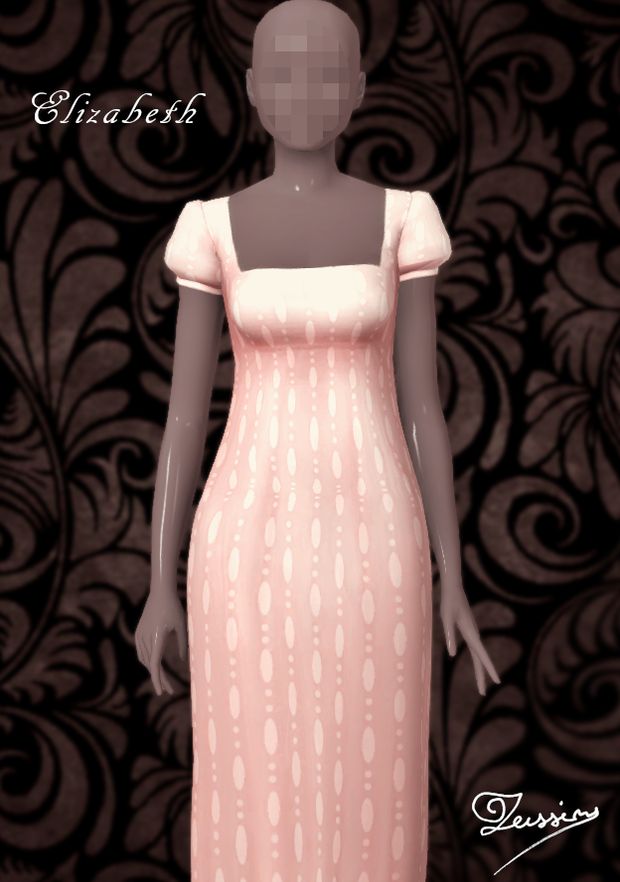 a mannequin wearing a pink dress with white dots