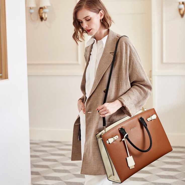 【High Quality】The women's briefcase is made of genuine leather, durable and soft fabric lining, with high-quality metal hardware. The laptop handbag is designed by our designers, to give you a value-for-money experience.  【Dimensions & Structure】     For 15.6' laptop:  (L)16.92 x (W)5.9 x (H)11.42 inches. Adjustable Shoulder strap: 45.66"-55.12"inch. Top handle height: 4.72 inches. Net Weight: 3.3 lbs (1.5 kg). Interior: 1 laptop padded compartment fits up to 15.6 inches laptop, 1 big zipper po Money Briefcase, Briefcase For Women, Mens Leather Satchel, Leather Laptop Bags, Black Briefcase, Leather Messenger Bag Laptop, Leather Messenger Bag Men, Laptop Handbag, Briefcase Women