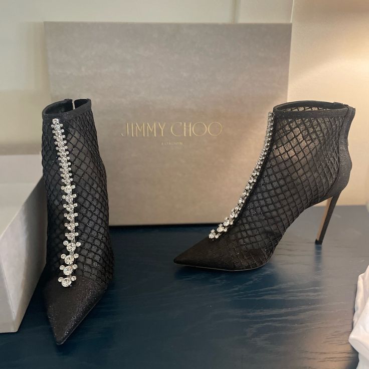 Size 38 1/2. Wore Once. Great Condition. You Can Tell On The Bottom Of The Shoe It Was Worn. Can Provide Pics But Other Than That Brand New Elegant Flat Heel Boots For Party, Elegant Flat Heel Party Boots, Jimmy Choo Shoes, Jimmy Choo, Bootie, Bootie Boots, Shoe Boots, Ankle Boots, Women Shoes