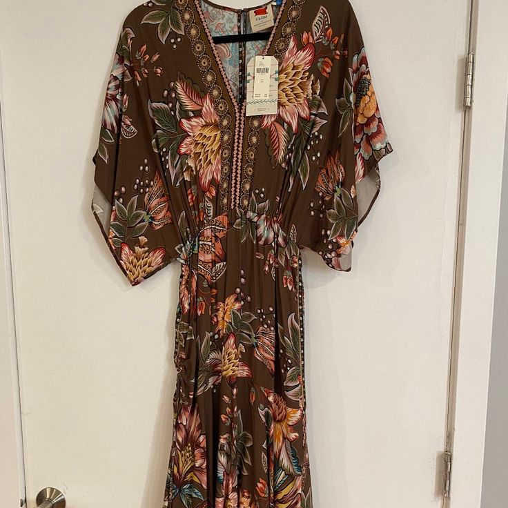 Beautiful Fall Colors, Cinches At The Waist. Never Been Worn. Farm Rio Dress, Forest Dress, Tropical Maxi Dress, Cotton Long Dress, Embroidered Maxi Dress, Halter Maxi Dresses, Tiered Maxi Dress, Boho Print, Ruffled Maxi Dress