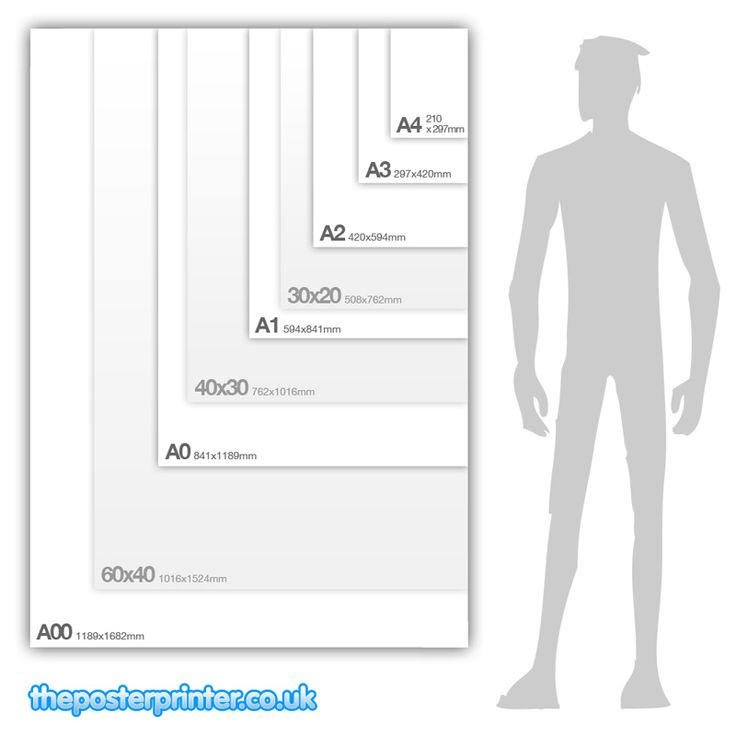 an info sheet showing the size and height of a man's body, which includes four