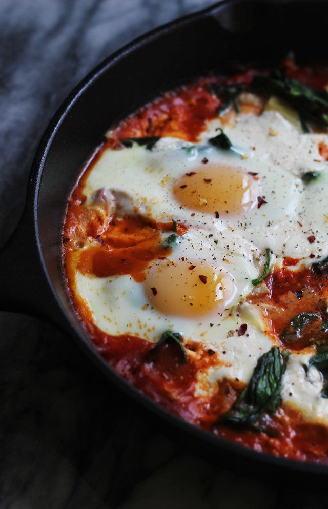 an egg dish in a skillet on a table