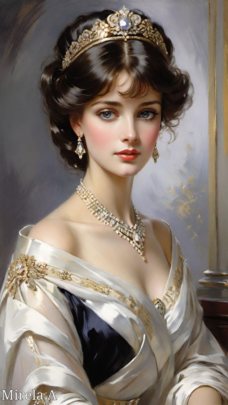 a painting of a woman wearing a tiara