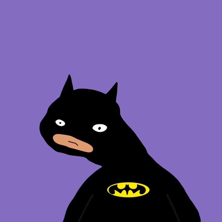 a cartoon batman standing in front of a purple background