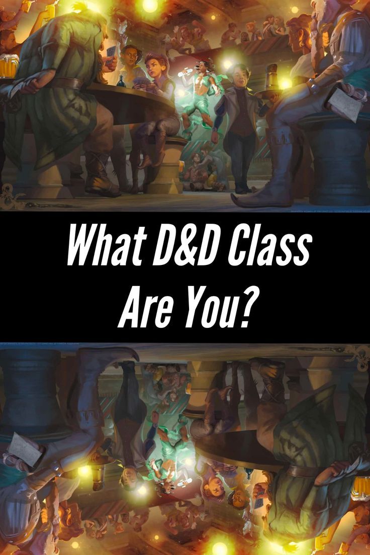 what d & d class are you? poster with text overlaying the image