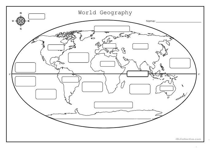 the world map worksheet for kids to learn about the earth and its oceans