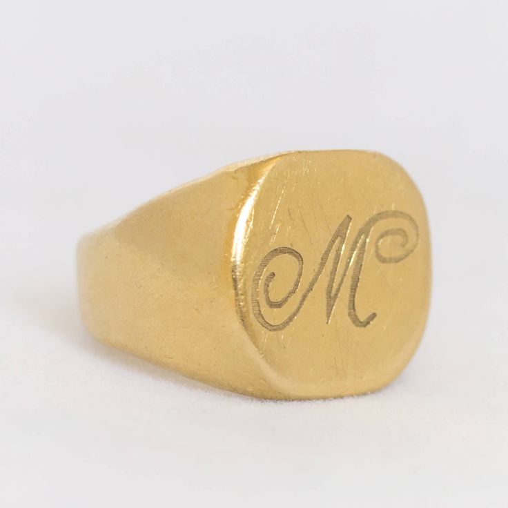 14k solid gold personalized signet ring for men & women. Unisex engraved monogram initial custom yellow gold signet ring. Mens gifts Formal Gold Engraved Signet Ring, Luxury Yellow Gold Signet Ring With Engraving Option, Classic Gold Signet Ring With Engraving Option, Vintage Formal Initial Ring, Luxury Gold Engraved Ring With Engraving Option, Luxury Gold Signet Ring For Everyday Wear, Elegant Everyday Signet Ring With Initials, Classic Engraved Initial Ring For Everyday, Classic Everyday Initial Ring