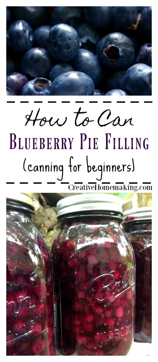 blueberry pie filling in jars with text overlay that reads how to can blueberry pie filling canning for beginners