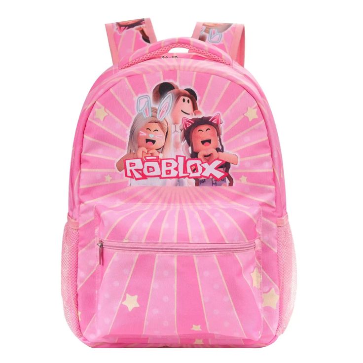 This vibrant Roblox character backpack is perfect for young fans of the popular game. It features a fun and colorful design that will make school days more exciting. Make it your travel, school or everyday companion and be the talk of your friends' group. Features: Material: Made from durable polyester, ensuring it withstands daily use. Intended Age Range: Ideal for children aged 6 and up. Special Features: Adjustable padded shoulder straps for comfort, a spacious main compartment, and a front z Character Style Student Backpack, Character Style Bags For Back To School, Character Style Backpack For End Of School Year, Character Style Standard Backpack For Students, Character Style Standard Backpack For End Of School Year, End Of School Year Character Backpack In Pink, Back To School Character Backpack, Character Backpack For End Of School Year, End Of School Year Student Backpack With Character Print