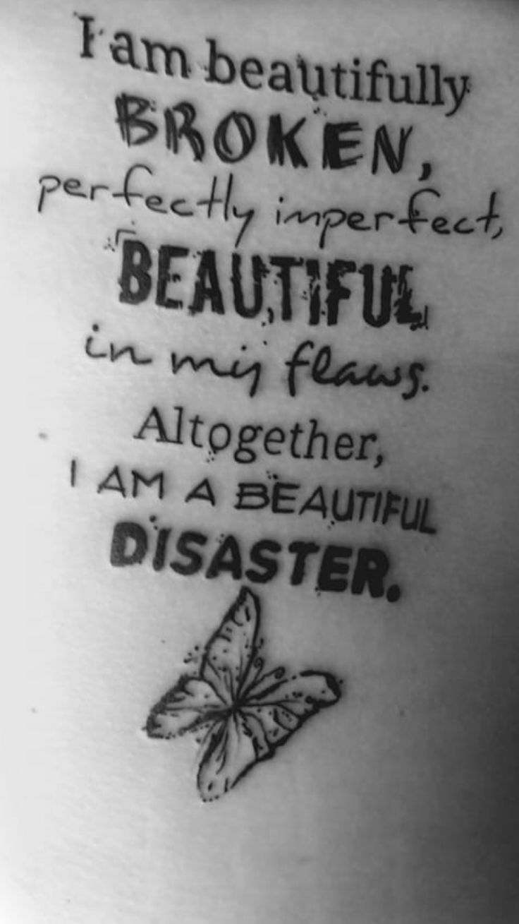 the back of a woman's stomach with an inscription on it that says i am beautiful