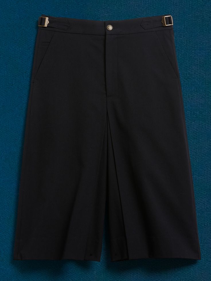 Effortlessly at-ease, these flowing wide-leg pants are cut for a high-waisted fit with a distinctive pleated construction and adjustable tabs at the waist for a tailored effect that's new-school cool.  WIDE-LEG FIT: High waisted, relaxed through hip Summer Wide Leg Dress Pants For Work, High Waist Summer Dress Pants With Welt Pockets, Tailored Wide Leg Pants For Summer Workwear, Tailored Wide Leg Summer Dress Pants, Classic Wide Leg Culottes For Spring, Tailored Wide-leg Summer Dress Pants, Summer Wide Leg Dress Pants, Tailored High Waist Wide Leg Pants For Summer, High Waist Culottes For Summer Formal Events