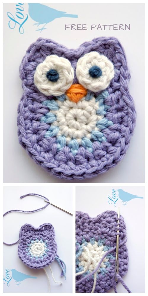 the crochet owl is made with two different colors