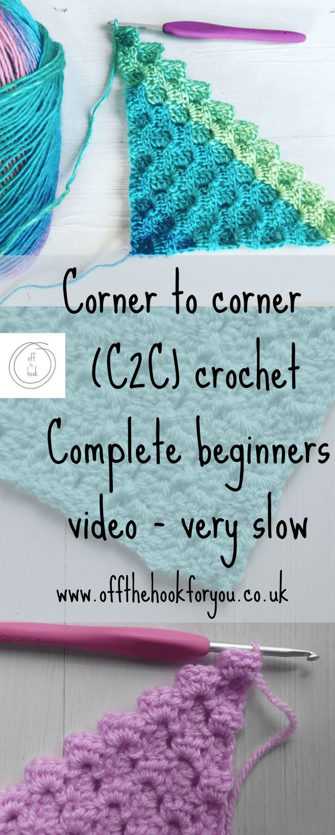 the corner to corner crochet complete beginner video - very slow