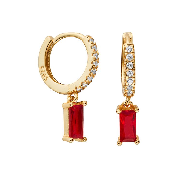 Ruby Gold Hoop Earrings - Shop Cameo Ltd 1st December, Earring Box, Red Earrings, Red Stone, Gold Hoops, Gold Hoop, Gold Hoop Earrings, Ruby Red, Red Gold