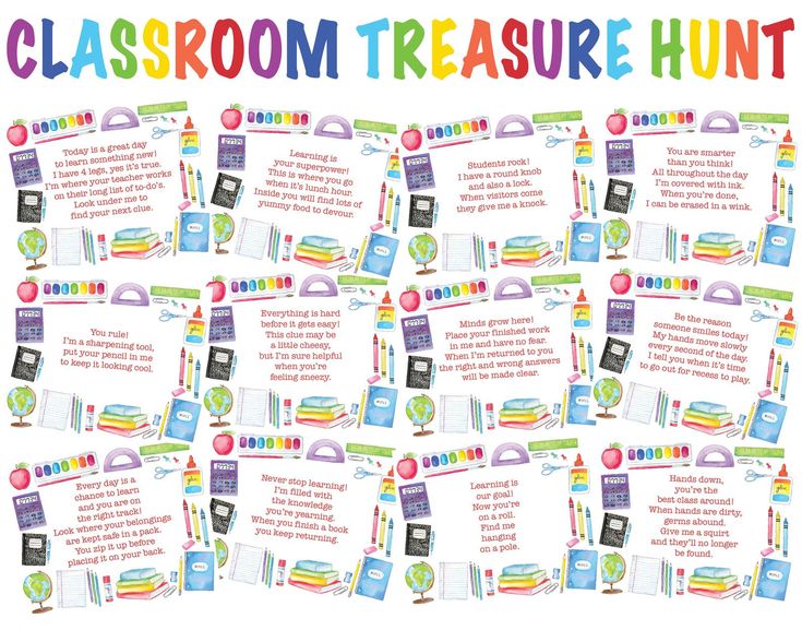 the classroom treasures hunt poster is full of books and other things to do with them