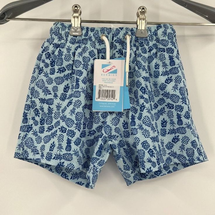 Bermies Boy's Swim Trunks Colorway: Pineapple 2.0 Size: 2 Retail: $40 Condition: New With Tags 90% Recycled Polyester 10% Lycra 4 Way Stretch Mesh Liner Side Pockets Back Pocket With Velcro Tab Upf 50+ Protection From The Sun's Harmful Rays Make It A Father/Son Set! Matching Swim Trunks For Brother And Dad Available In My Store While Supplies Last. Light Blue Casual Bottoms For Playtime, Casual Light Blue Bottoms For Playtime, Casual Swim Trunks For Summer Playtime, Blue Playwear Shorts For Summer, Blue Shorts For Summer Playwear, Spring Cotton Swim Trunks For Playwear, Blue Swim Trunks For Spring Playwear, Blue Summer Playwear Bottoms, Spring Casual Cotton Swim Trunks