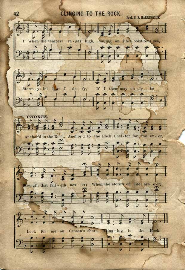 an old sheet of music with the words changing to the rock