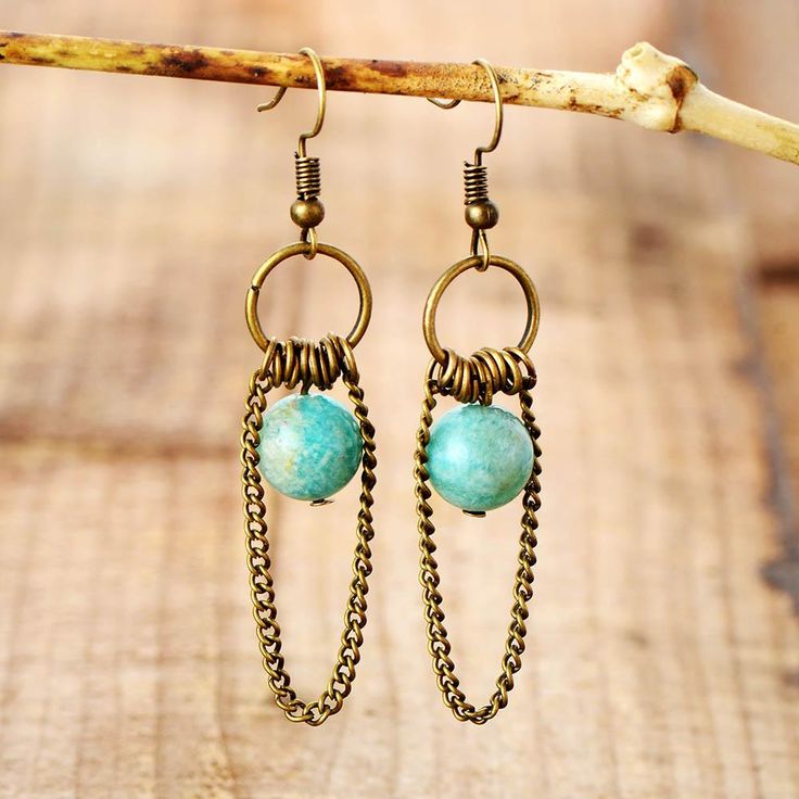 Natural Amazonite Chandelier Earrings – wickedafstore Amazonite Earrings, Natural Stone Earrings, Amazonite Stone, Earrings Wedding, Handmade Bracelet, Chain Earrings, Turquoise Earrings, Stone Earrings, Chandelier Earrings