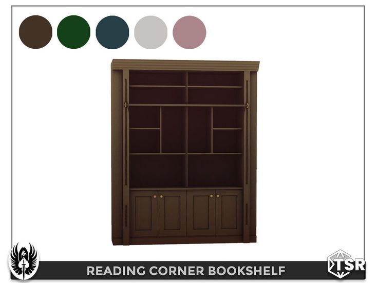 the bookcase is made from wood and has three different colors on each side, including brown