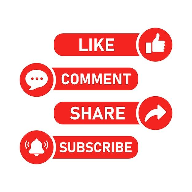 red stickers that say like comment share subscibe