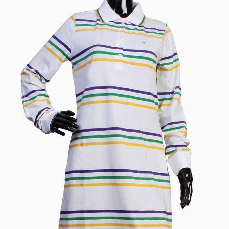 Above Knee Tennis Dress Perfect For Showing Off Your Mardi Gras Spirit This Season! White Long Sleeve Cotton Mini Dress, White Long Sleeve Cotton Dress, Tennis Dress, Above Knee, Mardi Gras, Color Purple, Colorful Dresses, Tennis, Long Sleeve Dress