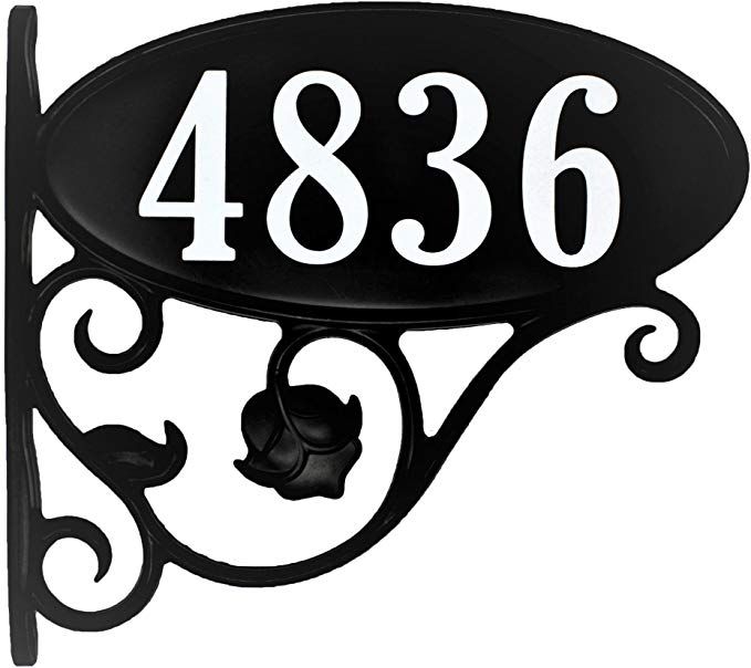 a black and white sign with the number 4836 on it's front side