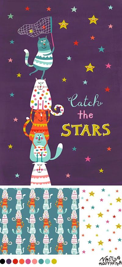 an image of cats in the stars with different colors and patterns on them, including one cat