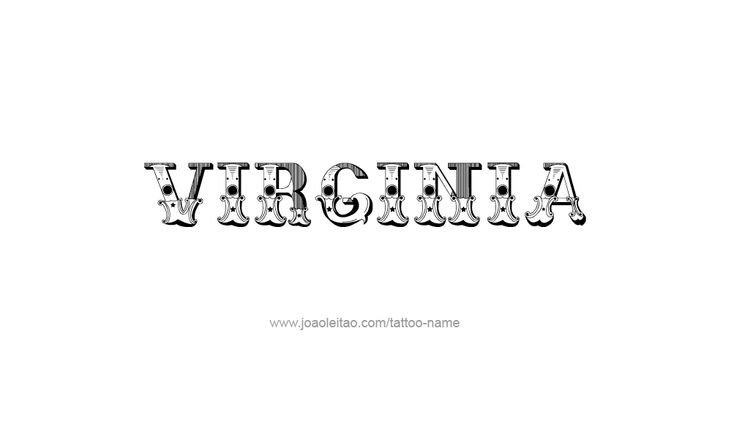 the word virginia written in black and white