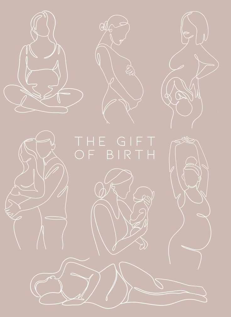 the gift of birth is shown in white on a beige background with an outline drawing of people