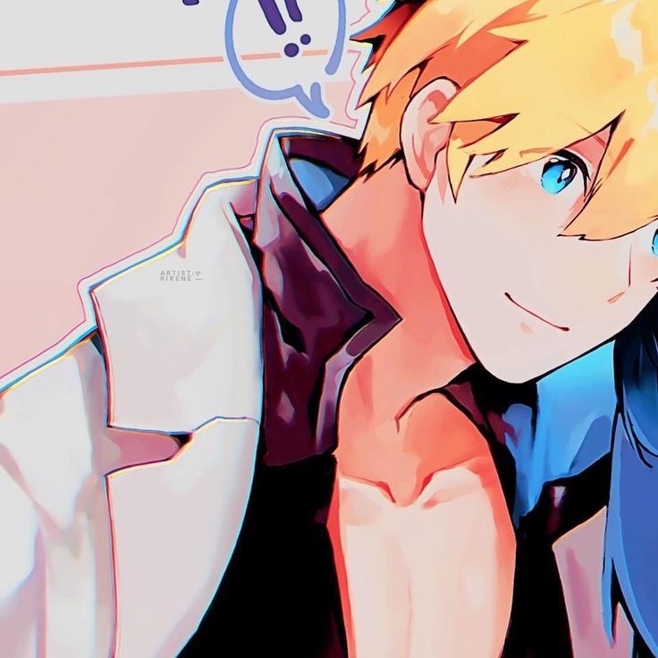 an anime character with blonde hair and blue eyes