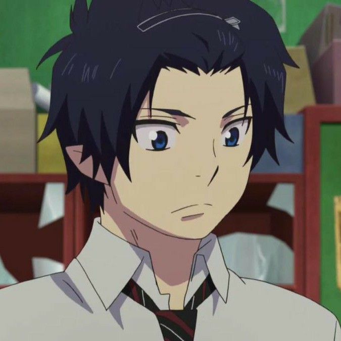 an anime character with black hair wearing a white shirt and tie, staring at the camera