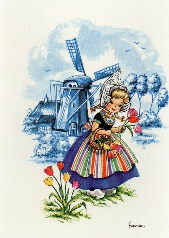 Dutch Quilts, Dutch Tattoo, Pretty Pegs, Dutch People, Postal Vintage, Holland Netherlands, Dutch Girl, Printable Vintage, Illustration Vintage