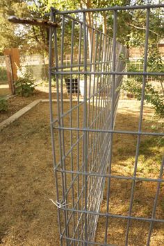 a metal cage sitting in the middle of a yard