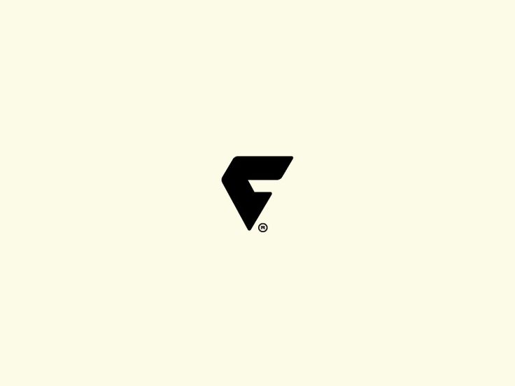 a black and white logo with the letter f in it's center, on a beige background