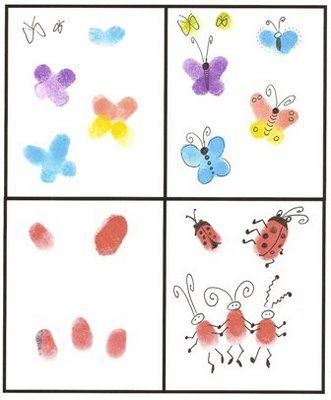 four different pictures of butterflies and ladybugs with the letter m in each one