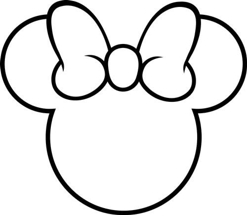 a black and white image of a minnie mouse head with two bows on it's ears