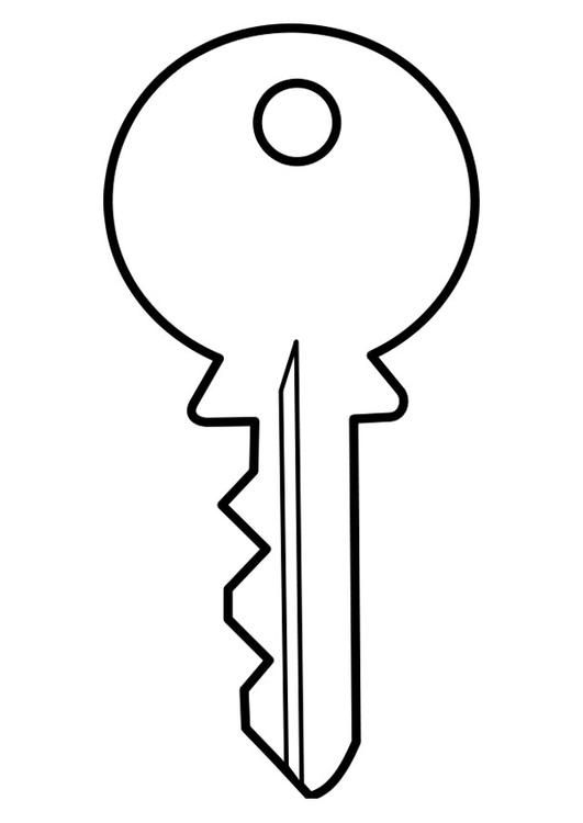 a black and white image of a key with a hole in the middle, on a white background