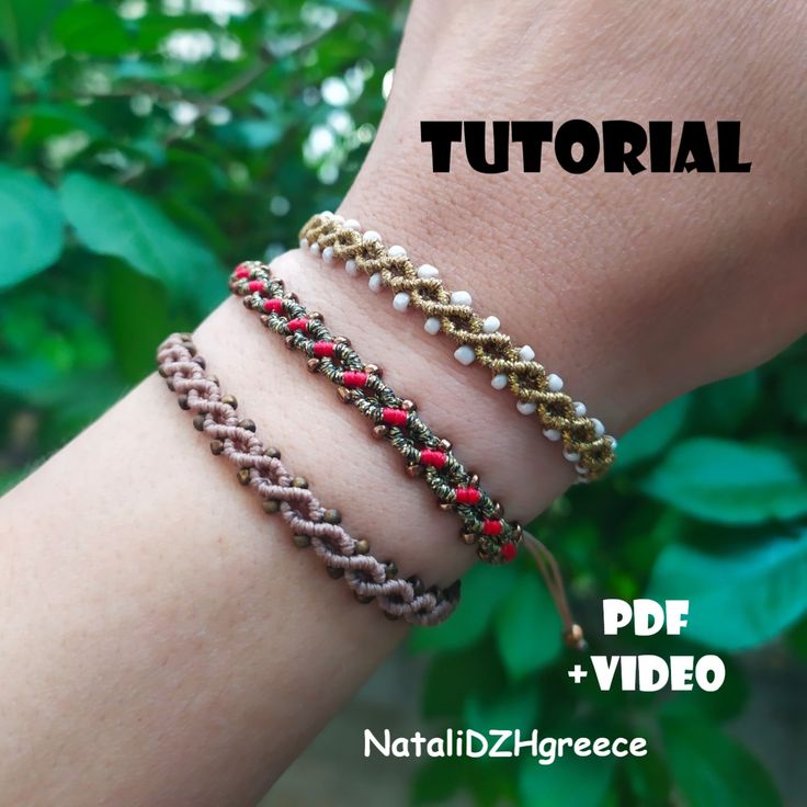 a woman's arm with three bracelets on it and the text, how to make