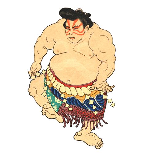 a sumo wrestler is standing with his hands on his hips