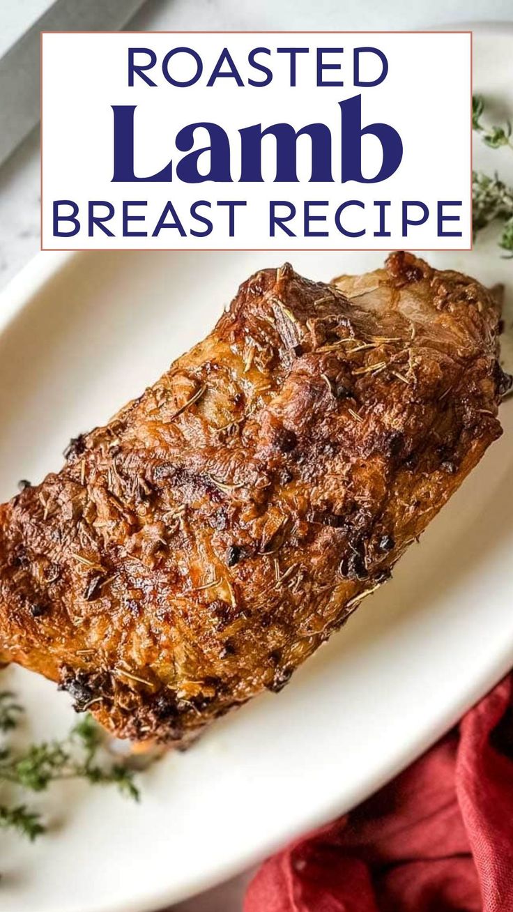 roasted lamb roast recipe on a white plate