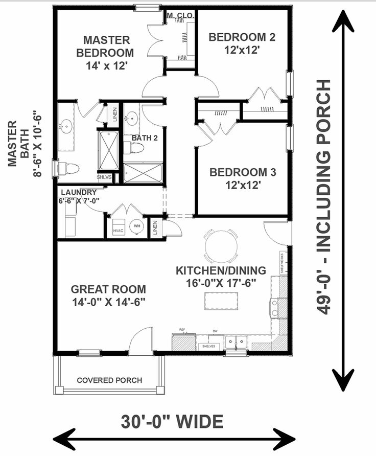 the floor plan for a small house with two bedroom and an attached living room area