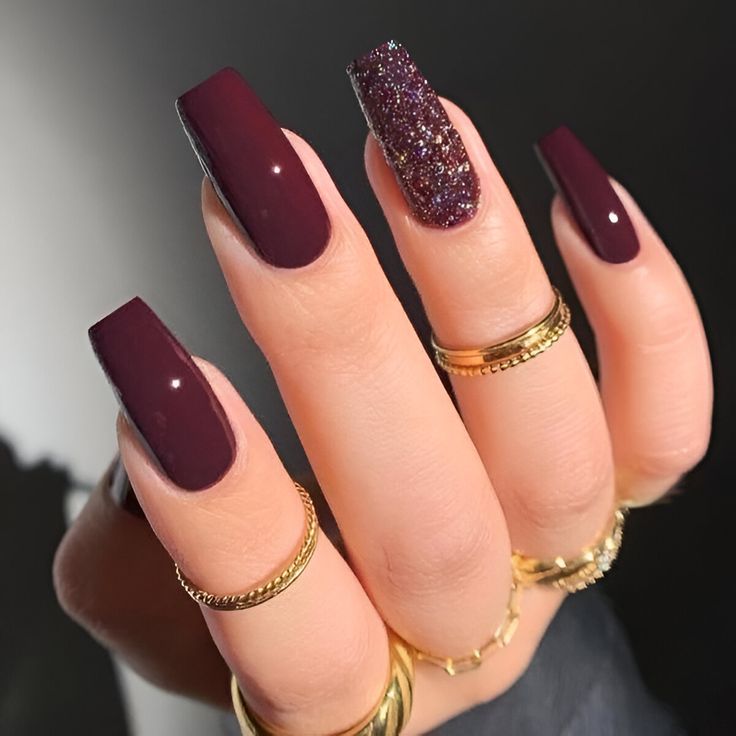 Unghie Sfumate, Wine Nails, Maroon Nails, Burgundy Nails, Orange Nails, Elegant Nails, Chic Nails, Short Acrylic Nails, Nail Arts