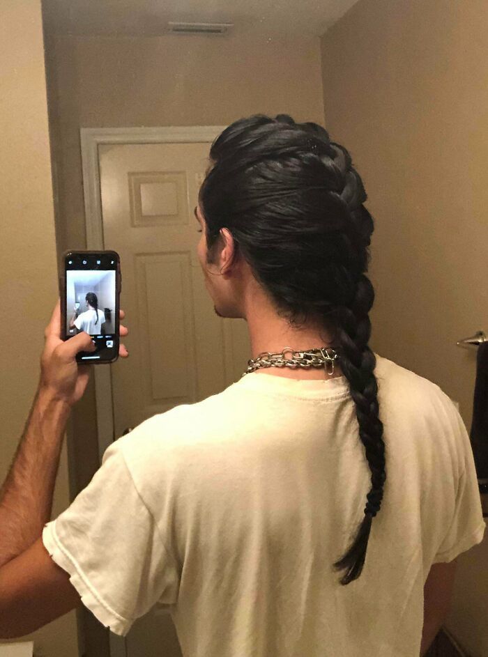 Long Hair Men Braid, Braid Mens Hair, Hair Styles For Long Hair Men, Mens Long Haircut Undercut, Men Long Hair Braids, Braids For Men With Long Hair, Men With Ponytails, Ponytail Hair Drawing, Man With Braided Hair