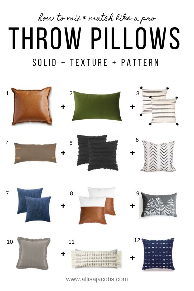 throw pillows with text that says how to match them and what to put on them