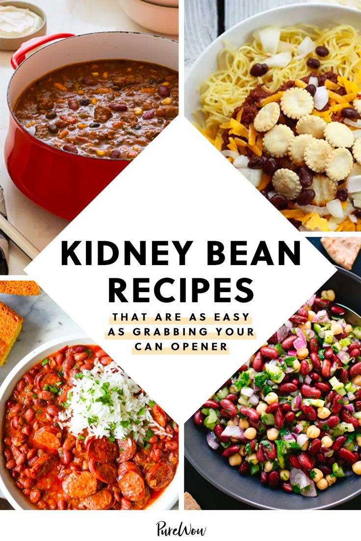 the cover of kidney bean recipes, with pictures of different foods in bowls and on plates