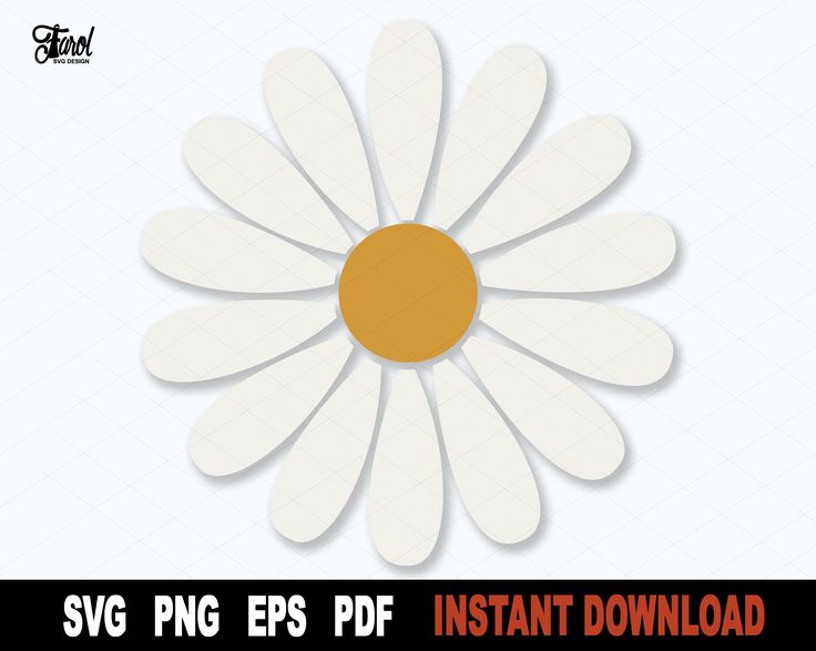 a white daisy flower with an orange center on it's petals and the words svg