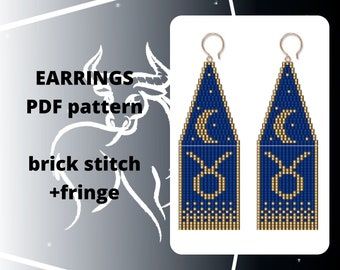 the earrings are designed with blue and gold seed stitchs, which can be worn on different types of jewelry