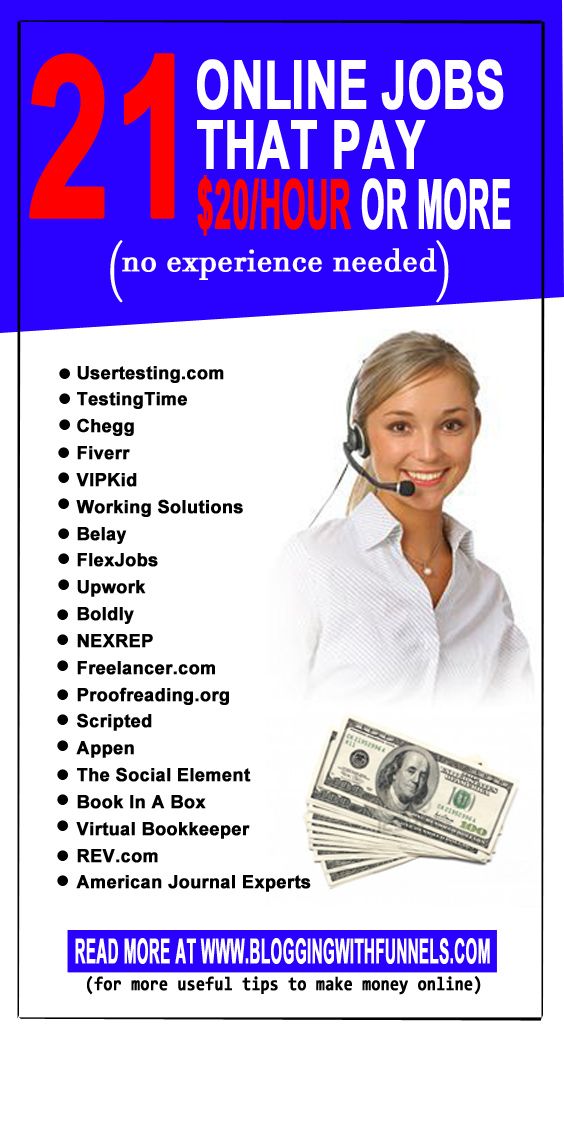 a flyer for a call center with the words, 21 online jobs that pay more